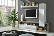 Hamburg TV állvány fehér, pero tölgy 219 cm
