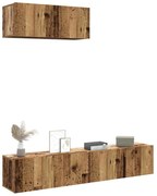 3 részes antik fa színű szerelt fa fali TV-szekrényszett