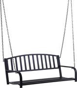 Outsunny Függő Pad 2 Személyes Kerti Hinta Pad Hollywood Hinta Felfüggesztett Pad Láncokkal Fém Fekete 127 x 60 x 53 cm | Aosom