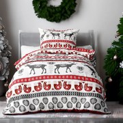 FLANEL DELUXE mintájú ágyneműhuzat Homa CHRISTMAS GREY REINDEER 140x200 cm