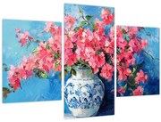 Kép - Váza rózsaszín virágokkal (90x60 cm)