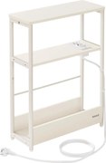 Keskeny oldal asztal töltő funkcióval 3 polcos,18 × 45 × 58 cm Krém fehér