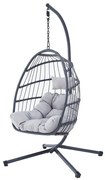 Szürke Függőszék Fémvázzal és Polyrattan Fonással. AZ-V1269 GREY