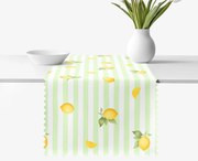 Goldea teflonbevonatú asztali futó - citromok zöld csíkos alapon 20x120 cm