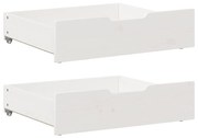 2 db fehér tömör fenyőfa ágy alatti fiók 65 x 55 x 17 cm