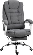 Vinsetto Ergonomikus Irodai Szék Pihenőtalppal, Dönthető Háttámlás Irodai Szék, Párnázott Karfák, Vászonhoz Hasonló Szürke Szövet | Aosom