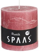 SPAAS Gyertyás henger rusztikus 10x10cm piros-rózsaszín gyertya