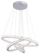 Globo 67037-76 Függeszték króm, K5 tisztaságú ólomkristályokkal. Karikák átmérője: 30 cm, 50 cm, 70 cm . Ø700, H:1200, tartozék: 1xLED 76W 230V, 110-3060lm választható színhőmérséklet: 3.000-4.000-6.000K