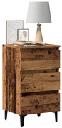 antik fa színű éjjeliszekrény fémlábakkal 40 x 35 x 69 cm