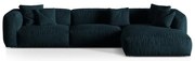 Sötétkék bársony moduláris sarokkanapé (jobb oldali-heverő résszel) Martina – Micadoni