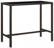 barna polyrattan és üveg kerti bárasztal 130 x 60 x 110 cm