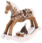 Hintaló karácsonyi dekoráció, barna, polirezin, 17 cm