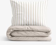 Goldea pamut ágyneműhuzat duo - latte csíkos, latte színű hátoldal 140 x 200 és 70 x 90 cm