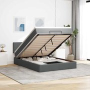 Ottomán ágy matraccal &amp; LED-ek Sötétszürke 140x190 cm szövet