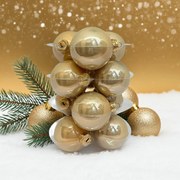 Champagne pezsgőszínű üveg karácsonyi gömb szett 12*6cm