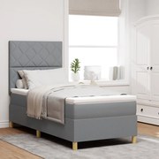 Box Spring Ágy Matraccal Világosszürke Egyszemélyes Ágy Szövet