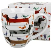 Porcelán kutyás 1 literes jumbo bögre Long dogs díszdobozban