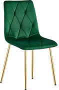 Zöld bársony étkezőszék LIBRA arany lábakkal