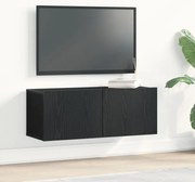 TV faliszekrények (2 db) - Fekete tölgy, 80x30x30 cm, MDF-ből készült