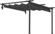 Outsunny Terasz Tető Pergola kb. 3x3m Terasz Napernyő, Alumíniumból Készült Kerti Pavilon, Fali Rögzítésű, Állítható Tetős Kerti Pavilon, Napvédő Tera