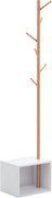 HOMCOM Kabátállvány Cipőtartó Fával Modern 6 Akasztóval Ruha és Táska Akasztására Padlóval és Tárolóval Előszobába Bambuszból és MDF-ből 40x30x180cm |