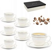 Porcelán kávéscsésze aljjal 230 ml - 6 személyes készlet díszdobozban