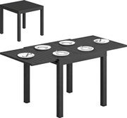 Outsunny kihúzható kerti asztal 4–6 személy — 80–160 × 80 cm, fekete porfestett alumínium rácsos asztallap | Aosom