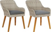 vidaXL Kerti Szék 2 pcs Világosszürke 62.5 x 55 x 82 cm polirattan