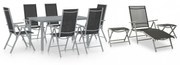 10 részes fekete-ezüstszínű kerti étkezőgarnitúra