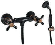 Zuhany csaptelep RAV SLEZÁK MORAVA zuhanyszettel együtt 100 mm fekete/öreg sárgaréz MK180.01CMATSM