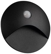 Kanlux 39136 - EXIN LED lépcsővilágító lámpatest érzékelővel, 2,5W/230V, 4000K, IP65, fekete, kerek