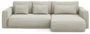 Bézs kinyitható-tárolóhelyes sarokkanapé (jobb oldali-heverő résszel) Kapua – Makamii