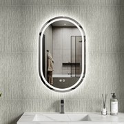 Erga Lyra, ovális LED-es tükör 50x80cm, 3 színű fény, első és hátsó világítás, páramentes fűtőbetét, ERG-V01-Lyra-5080-CL