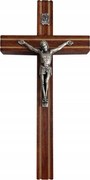 Függő kereszt fa sötét 16cm vágott