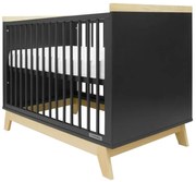 New Baby Marcus gyermekágy korláttal, fekete /természetes
