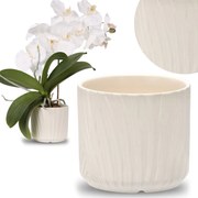 Ekrü virágtartó fedél, kerámia virágtartó 13x13x11,5 cm