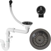 Mosogató minőség, 1-kamrás kézi szifon gránit mosogatókhoz, grafit, SKQ-1M11BK