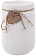 Kerámia váza Wood heart fehér, 14 x 20 cm