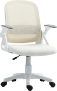 HOMCOM ergonomikus hálós irodai szék — felhajtható karfák, deréktámasz, állítható magasság és dőlésszög — fehér | Aosom