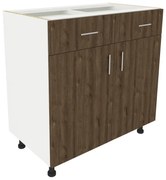 Benita 2 fiókos 2 ajtós Alsó konyhaszekrény Bronz Tölgy-Fehér 80x50x80 cm N