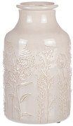 Kerámia váza mezei virágokkal, bézs, átmérő 19 cmx 31 cm