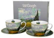 Porcelán csésze aljjal két személyes szett díszdobozban Van Gogh Búzamező
