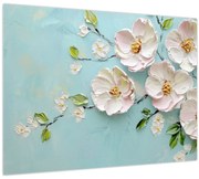 Kép - Virágok kék háttéren (70x50 cm)