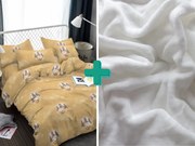 FÁK ÉS DÍSZEK sárga  mikroszálas ágynemű + SOFT fehér mikroplüss lepedő 90x200 cm