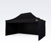 Elárusító standok 3x4,5 m, 3 fallal | Gyors felállítás, 12,5 m² - plusz 3 oldalfal - Fekete