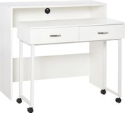HOMCOM Összeépíthető Íróasztal 2 db Számítógép Asztallal Kerekekkel 2 Fiókkal irodai használatra 100x36x88 cm Fehér | Aosom
