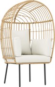 Outsunny Rattan Tojásformájú Szék Levehető Párnázattal, Varrással, Nagy Kivitelű Kültéri Szék Rattanból, Időjárásálló Műanyag Szék Kerthez, Erkélyhez,