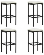 4 db fekete polyrattan bárszék párnával