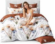 Flanela ágyneműhuzat 200x220 cm+ 2párnahuzat, meleg flanel, virágok, pitypangok