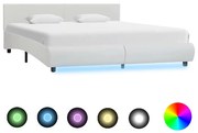 fehér LED-es műbőr ágykeret 180 x 200 cm